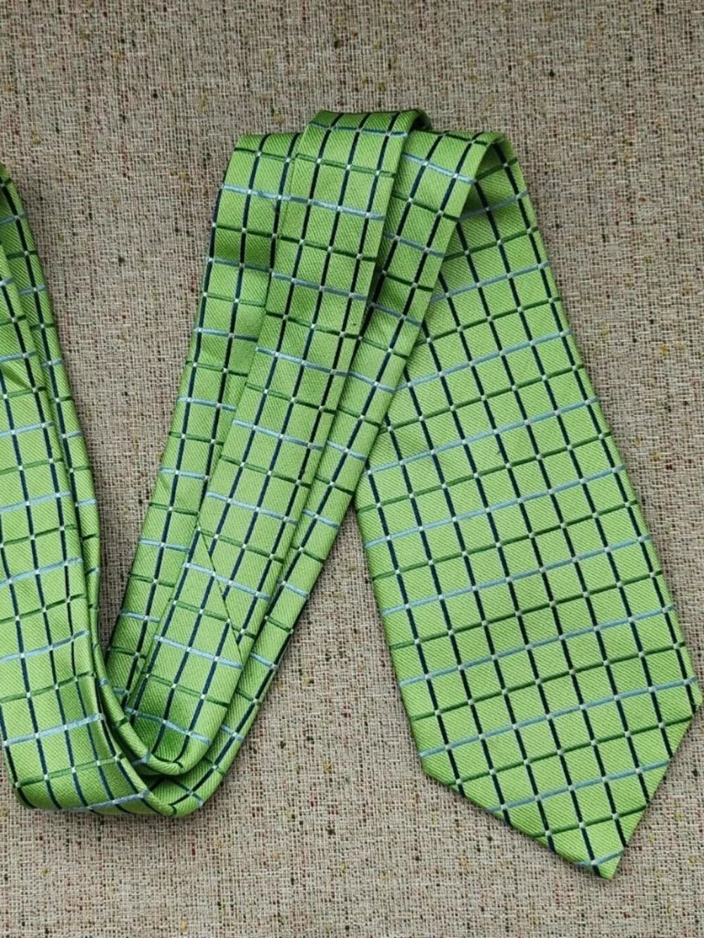 Vintage Nautica Men Tie Green Tone 100% Silk Necktie Classic Dress Tie